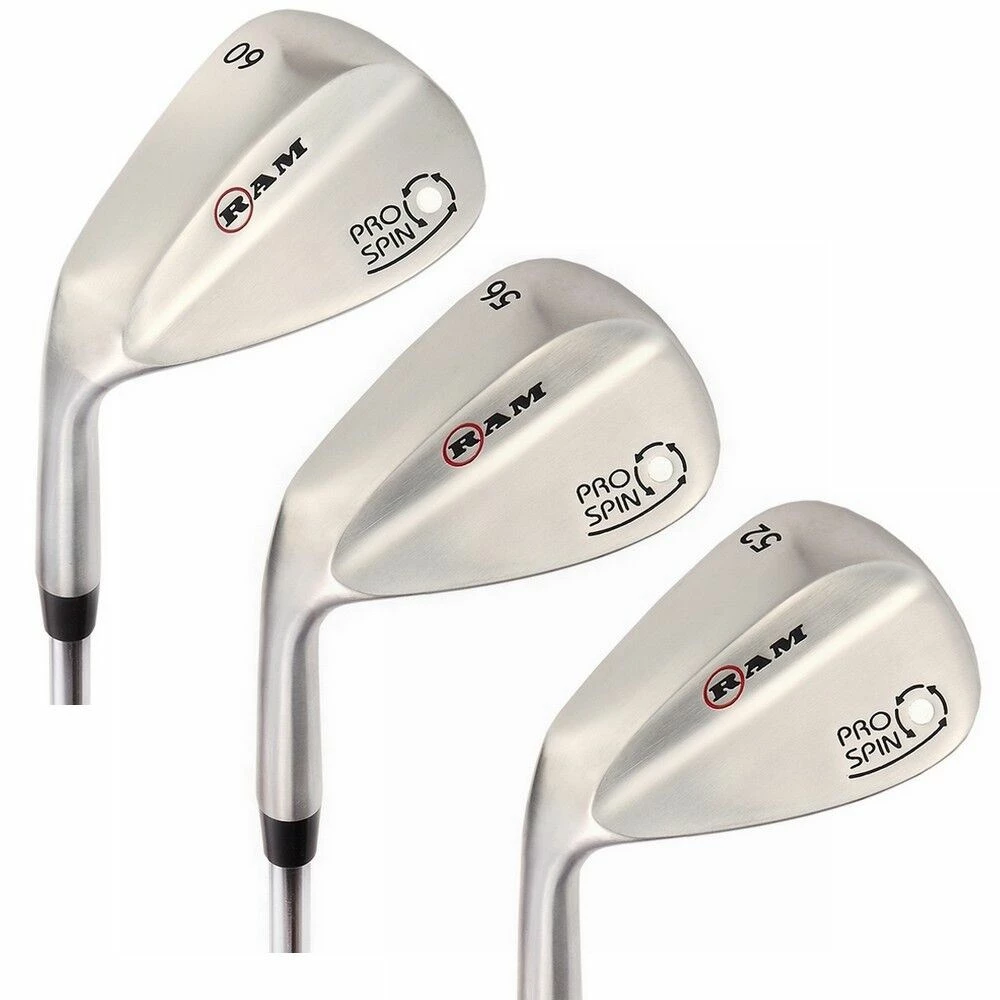 Ram Golf Pro Spin Stainless Wedge Set - 52, 56, 60 Wedges - Mens Left Hand 3 Ram Golf Pro Spin Stainless Wedge Set - 52, 56, 60 Wedges - Mens Left Hand