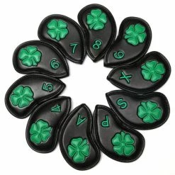 LUCKY GOLF 10 Pieces/lot Lucky Clover Headcover PU Golf Irons Head Cover